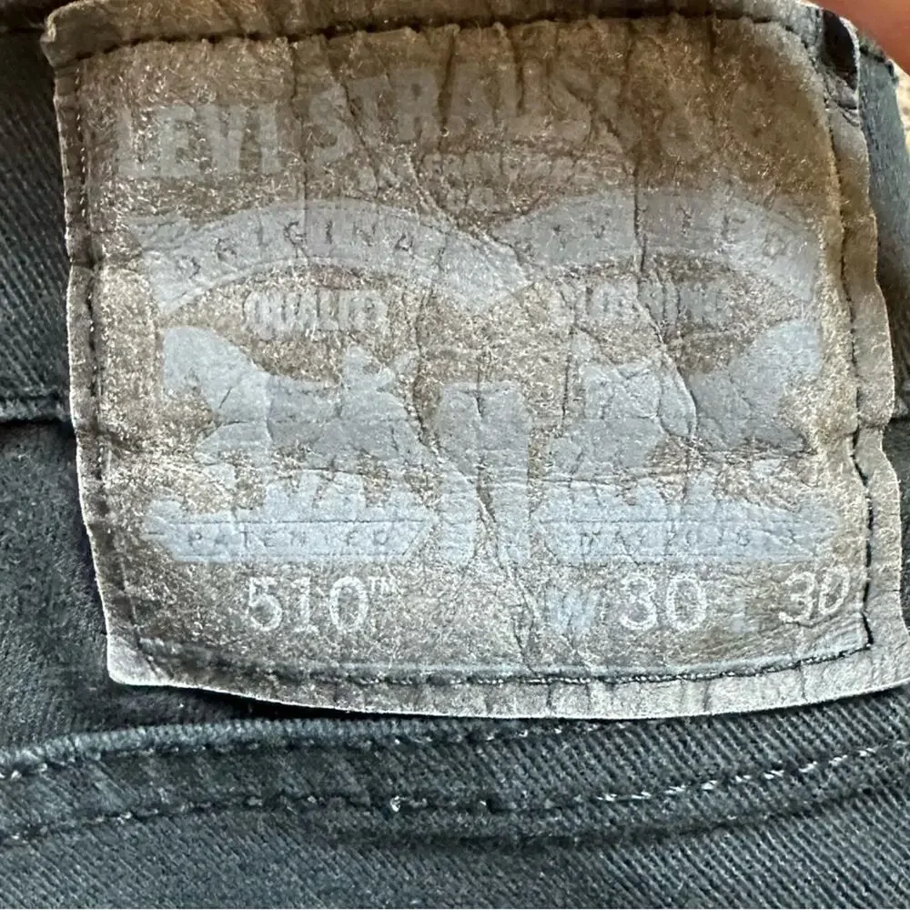 Levi's 510 Skinny Fit Black Jeans Size 30 X 28 Short inseam